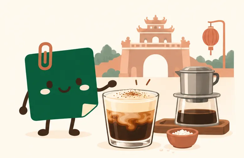 Mascot Daily Log Coffee minh hoạ cà phê muối với lớp kem mặn béo và cà phê phin