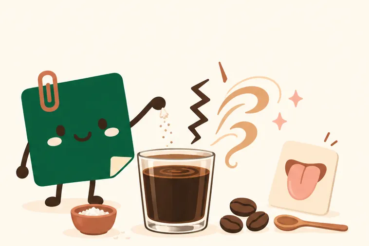 Mascot Daily Log Coffee minh hoạ muối làm dịu vị đắng và tăng vị ngọt của cà phê