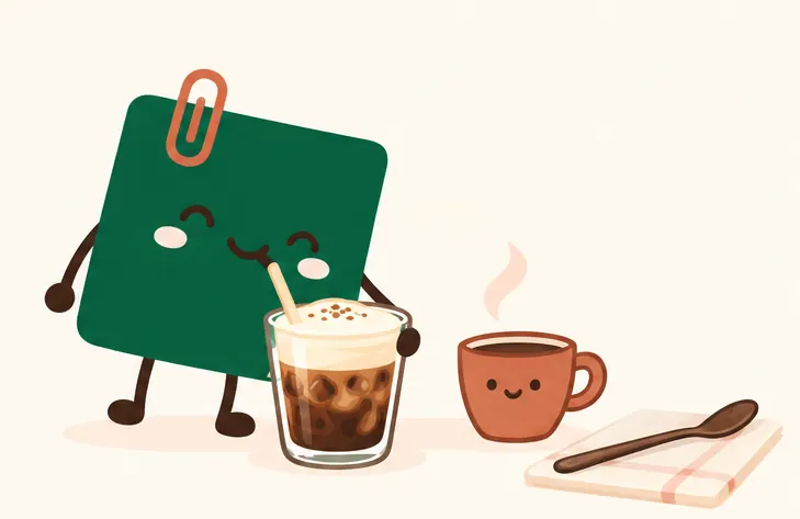 Mascot Daily Log Coffee nhấp lớp kem muối trước khi khuấy ly cà phê