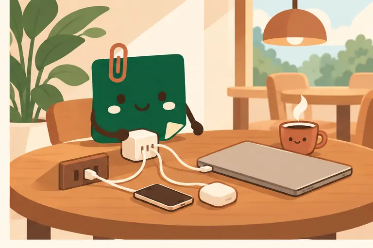 Mascot Daily Log Coffee sạc laptop, điện thoại và tai nghe bằng ổ cắm điện ngay tại bàn
