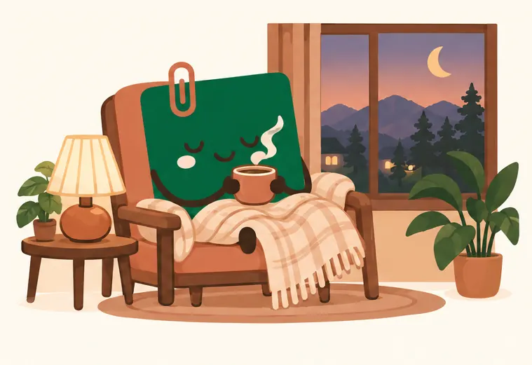 Mascot Daily Log Coffee thư giãn với trà houjicha ít caffeine vào buổi chiều tối ở Đà Lạt