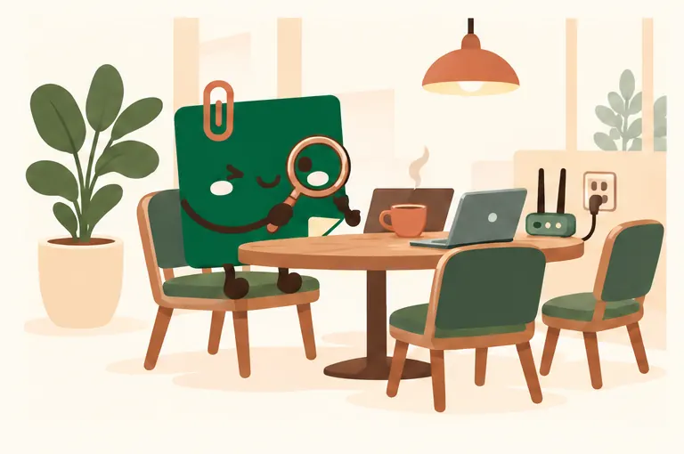 Mascot Daily Log Coffee kiểm tra bàn ghế, WiFi và ổ cắm khi chọn quán cafe làm việc ở Đà Lạt