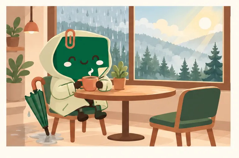 Mascot Daily Log Coffee làm việc ấm áp trong quán giữa chiều mưa và khí hậu mát mẻ Đà Lạt