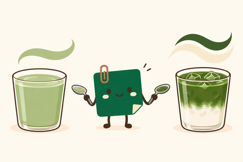Mascot Daily Log Coffee so sánh vị mượt mà của Matcha Latte và vị tương phản của Matcha Macchiato