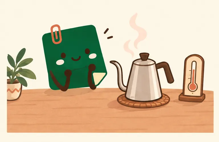 Mascot Daily Log Coffee chờ nước nóng nguội bớt về nhiệt độ lý tưởng để pha cà phê phin