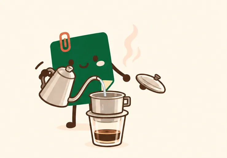 Mascot Daily Log Coffee rót nước nóng chậm và đều vào phin cà phê