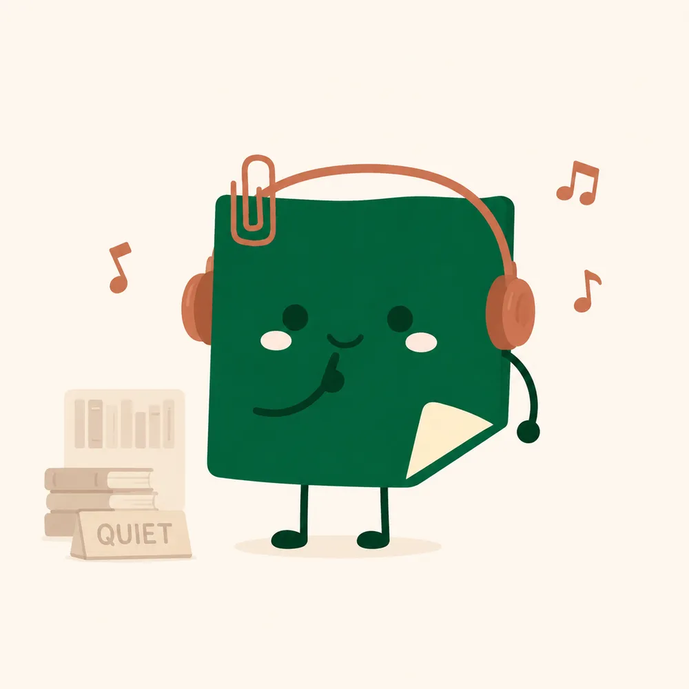 Mascot Daily Log Coffee đeo tai nghe, ra dấu suỵt trong không gian quán cà phê yên tĩnh ở Đà Lạt