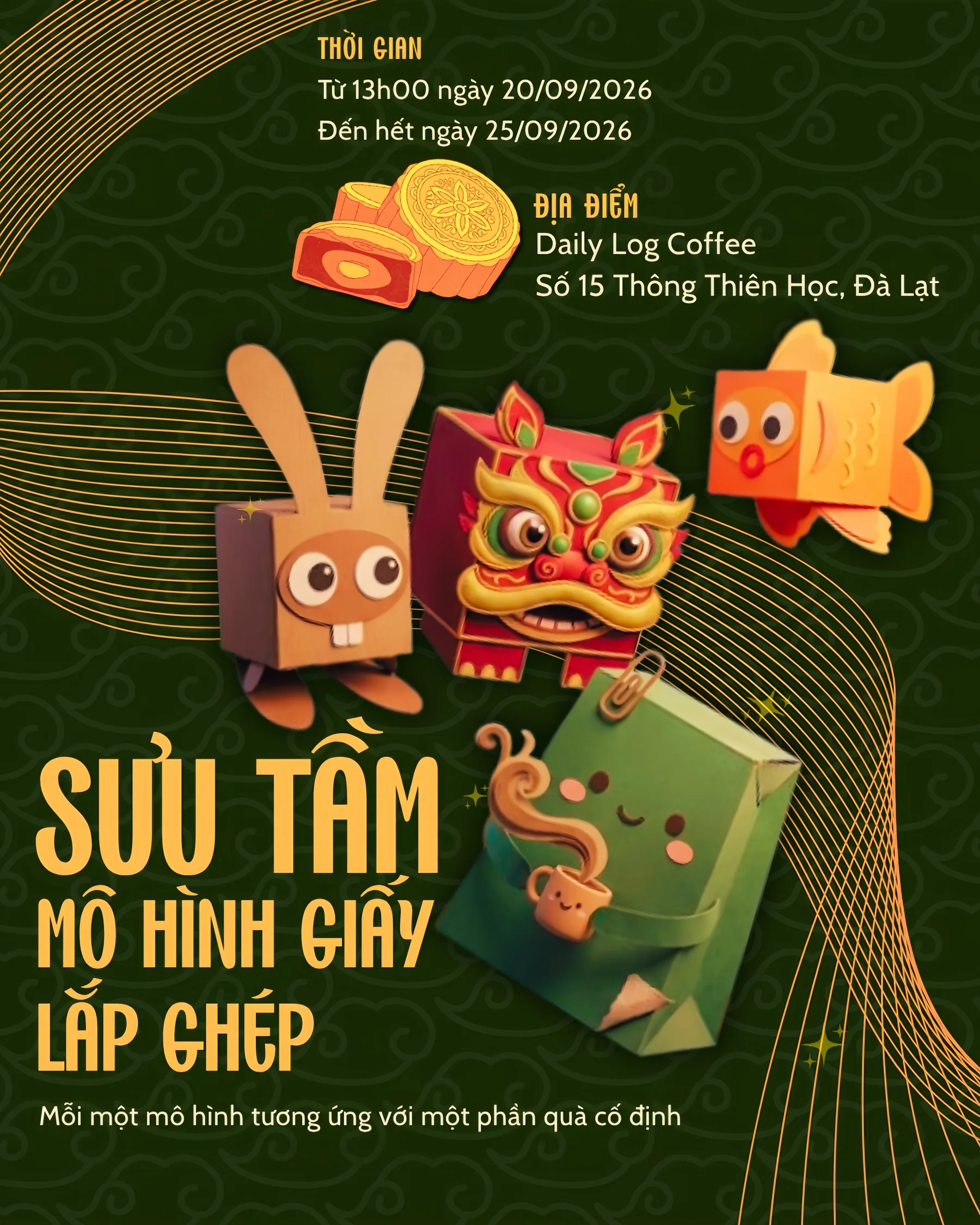 Poster sưu tầm mô hình giấy lắp ghép tại Daily Log Coffee